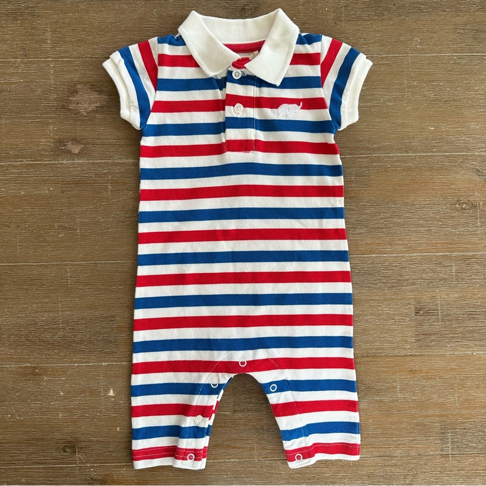 NWOT monica + andy polo romper red white and blue